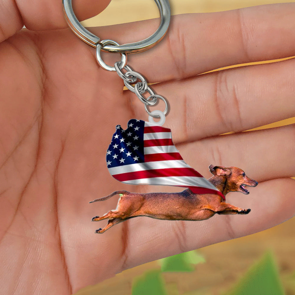 Dachshund-Happy Independence Day Flat Acrylic Keychain
