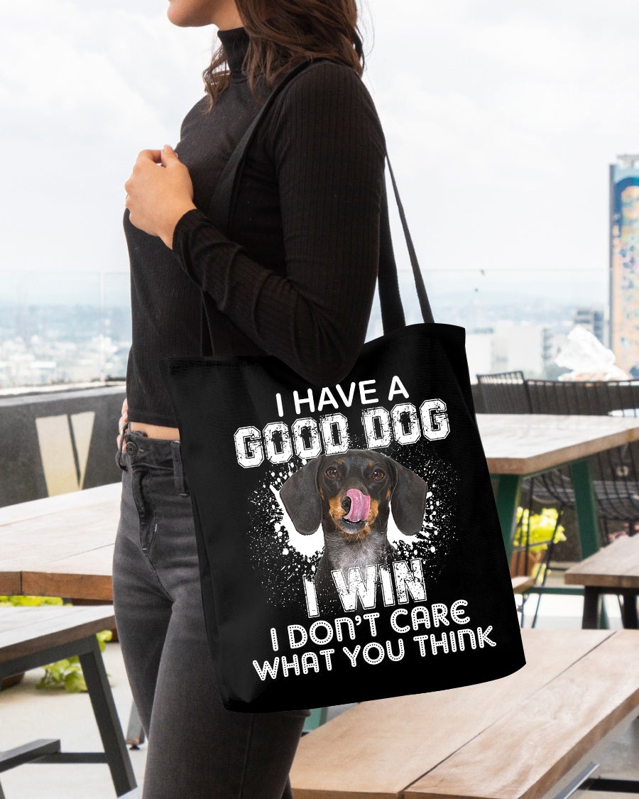Dachshund-I Win Cloth Tote Bag