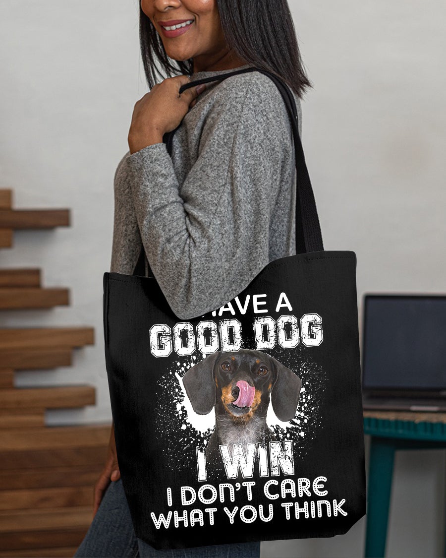 Dachshund-I Win Cloth Tote Bag