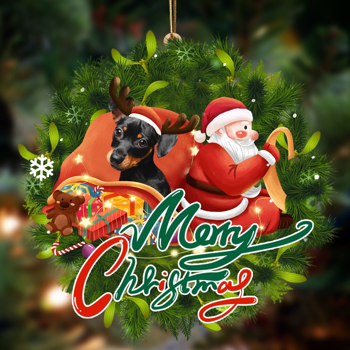 Dachshund-Santa &amp; dog Hanging Ornament