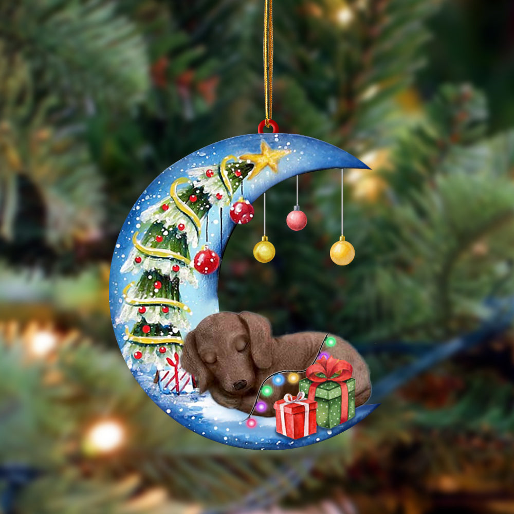 Dachshund-Sleep On The Moon Christmas Two Sided Ornament