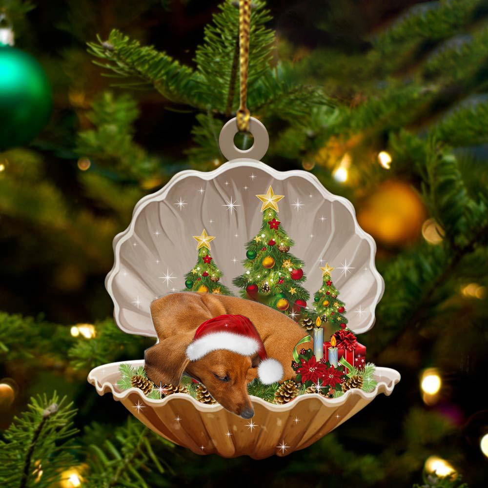 Dachshund-Sleeping Pearl in Christmas Two Sided Ornament