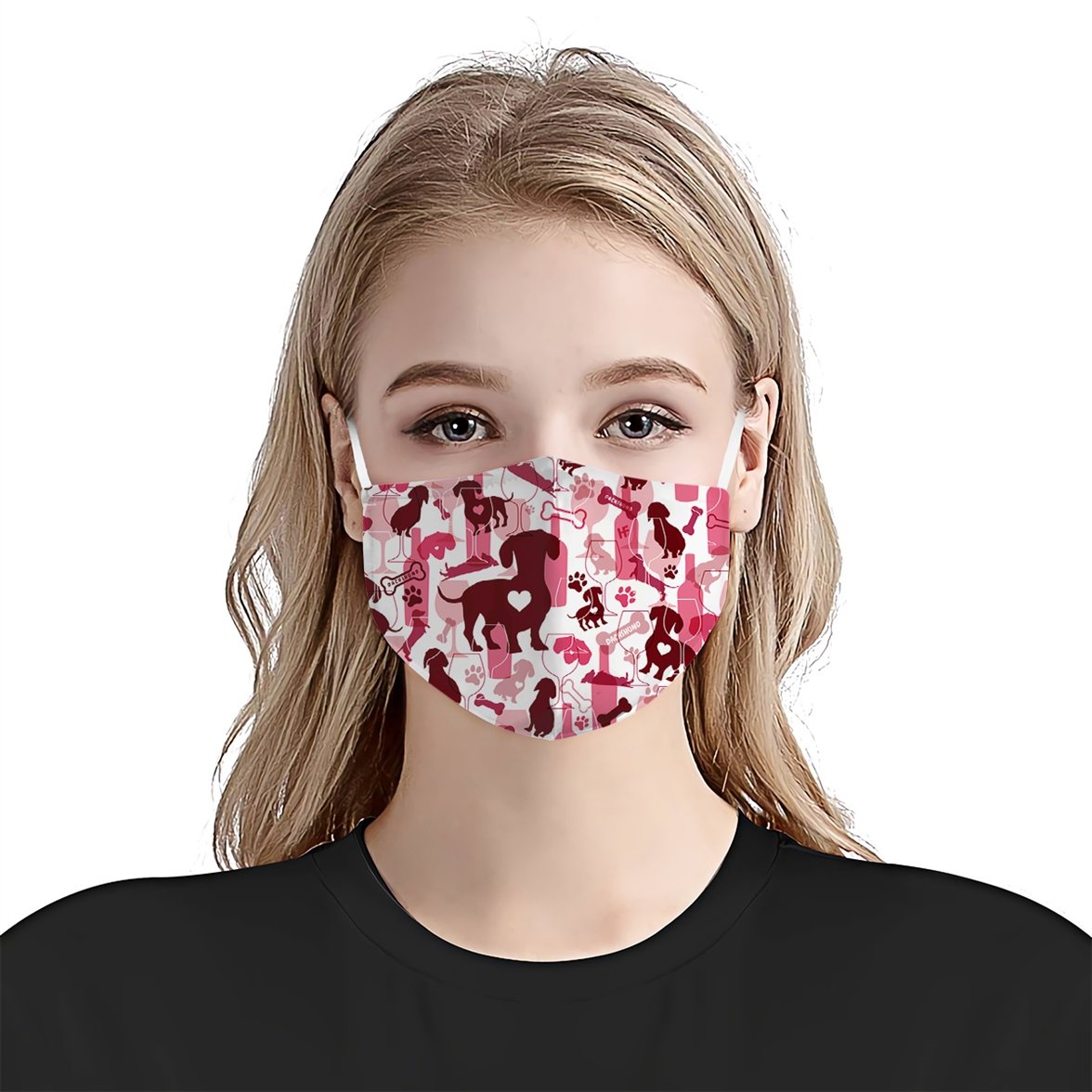 Dachshund &amp;amp; Wine Pattern EZ07 2707 Face Mask