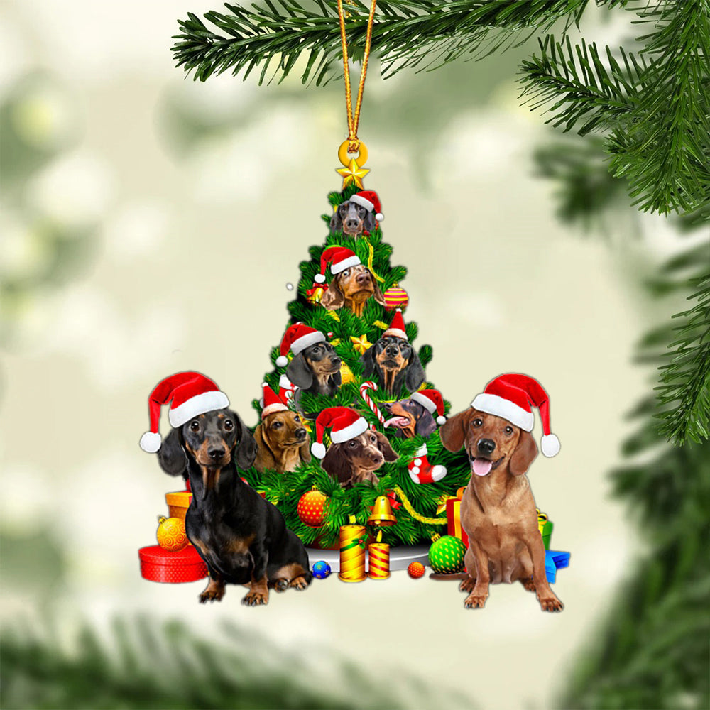 Dachshund-Xmas Tree&amp;Dog-Two Sided Ornament