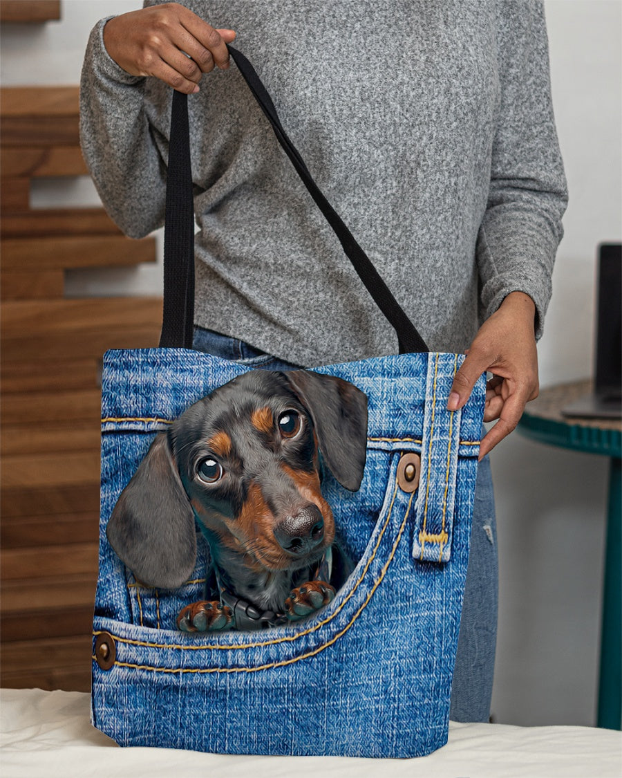 Dachshund-in pocket-Cloth Tote Bag