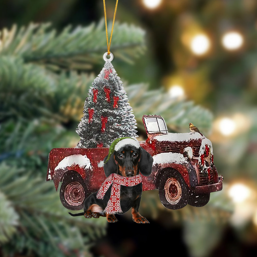 Dachshund 1-Christmas Truck Two Sided Ornament