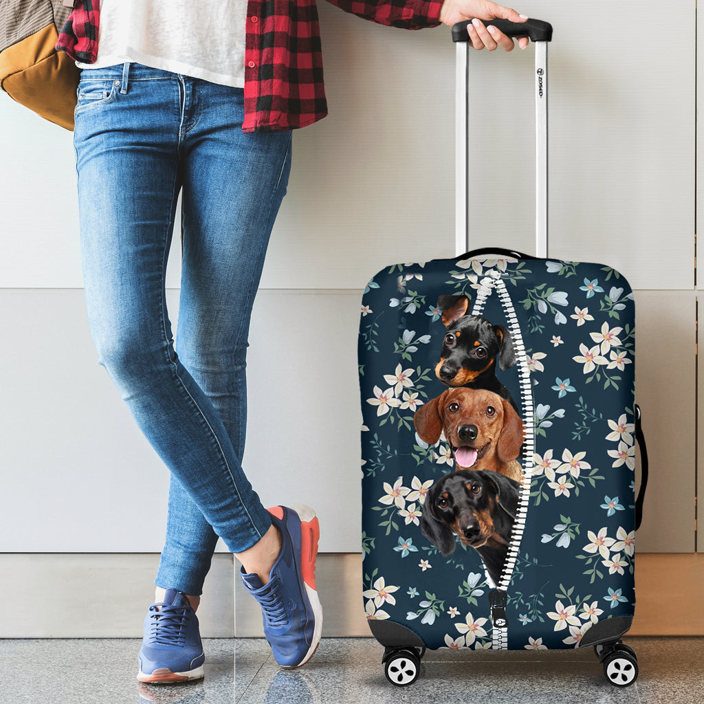 Dachshund-Flowers-Luggage covers