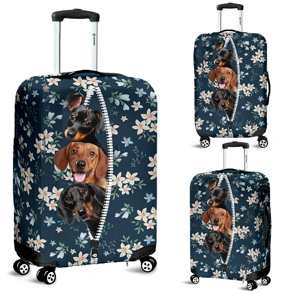 Dachshund-Flowers-Luggage covers