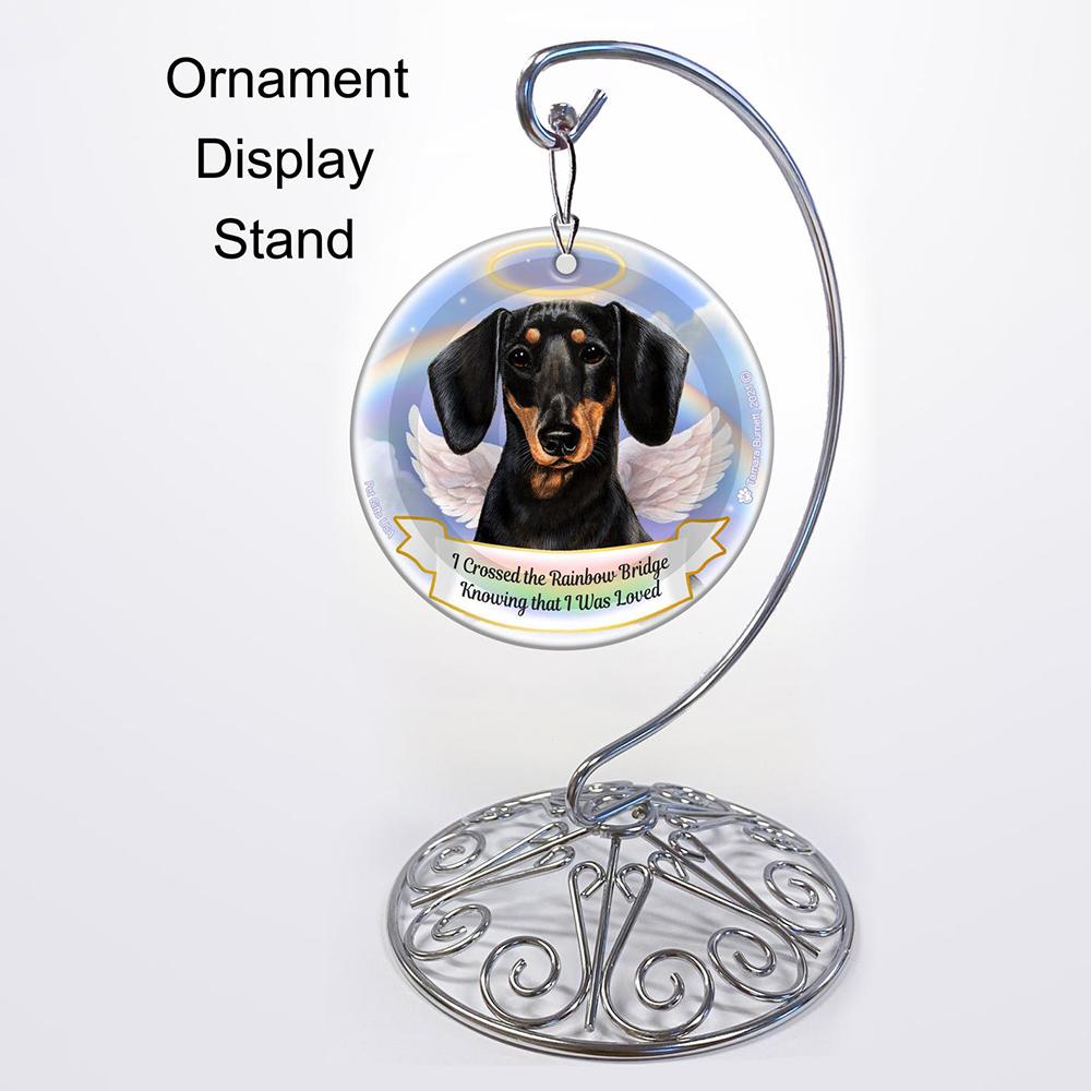 Rainbow Bridge Memorial-Dachshund Black &amp; Tan Porcelain Hanging Ornament