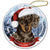 Dachshund Dapple Chocolate & Tan Santa Hat Porcelain Christmas Ornament