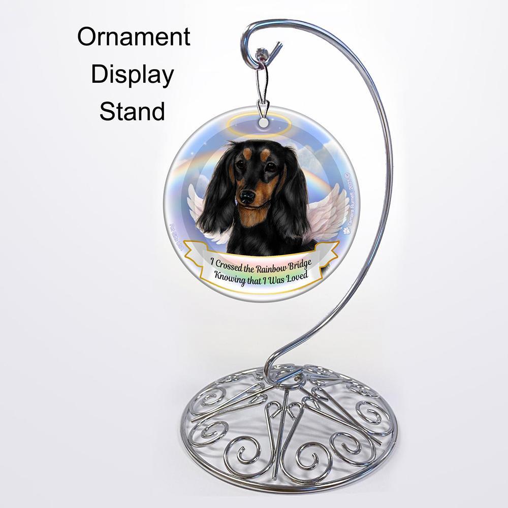 Rainbow Bridge Memorial-Dachshund LH Black & Tan Porcelain Hanging Ornament