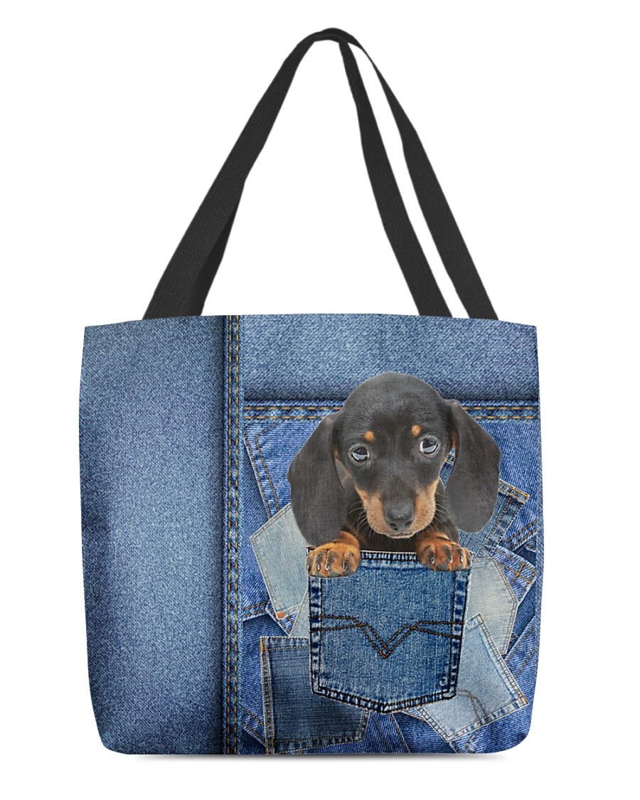 Dachshund2-in pocket2-Cloth Tote Bag
