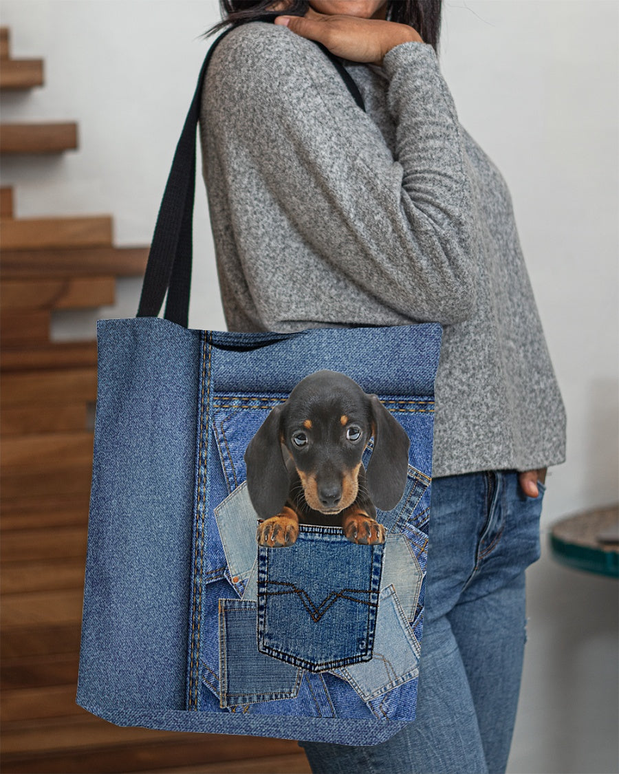Dachshund2-in pocket2-Cloth Tote Bag