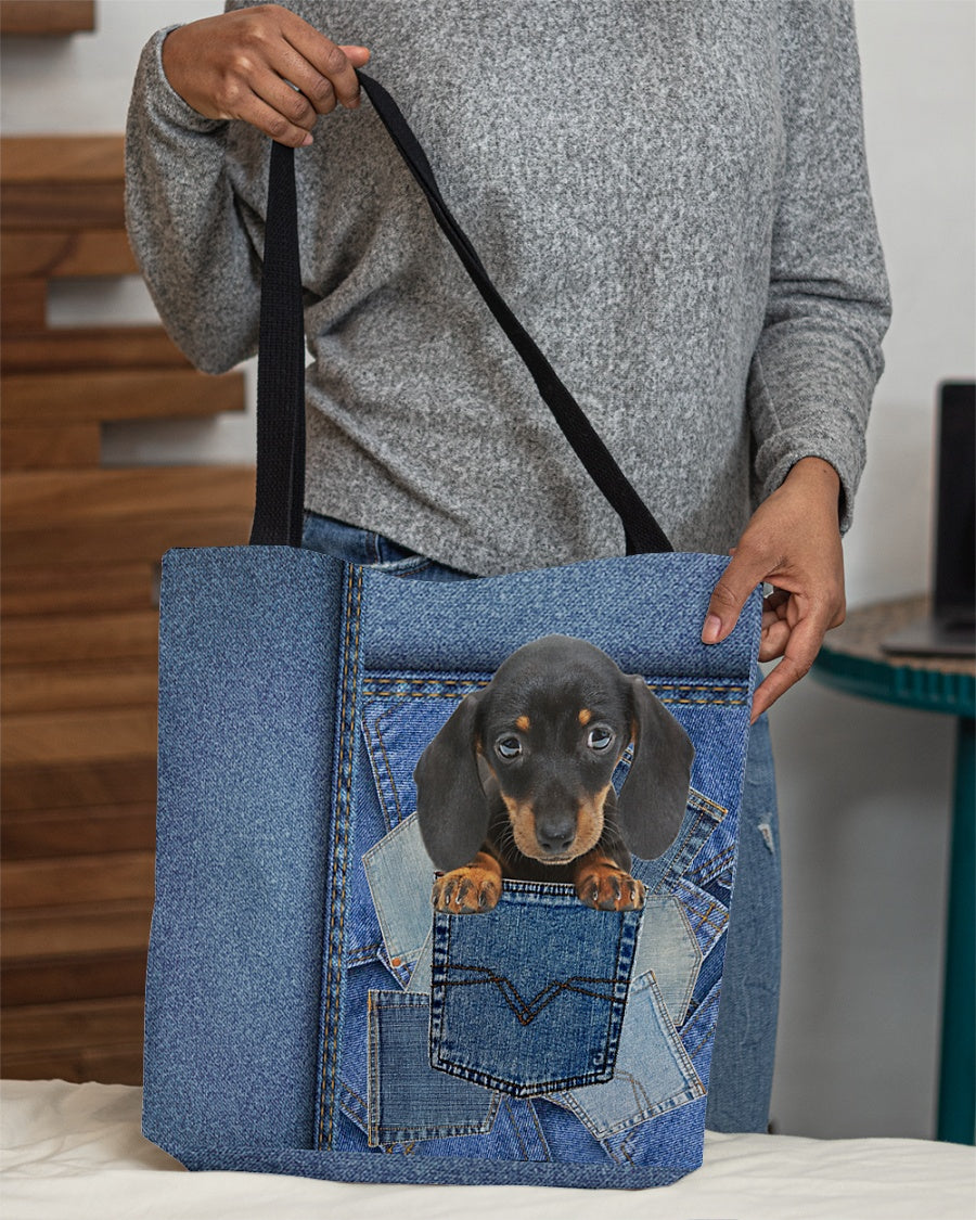 Dachshund2-in pocket2-Cloth Tote Bag