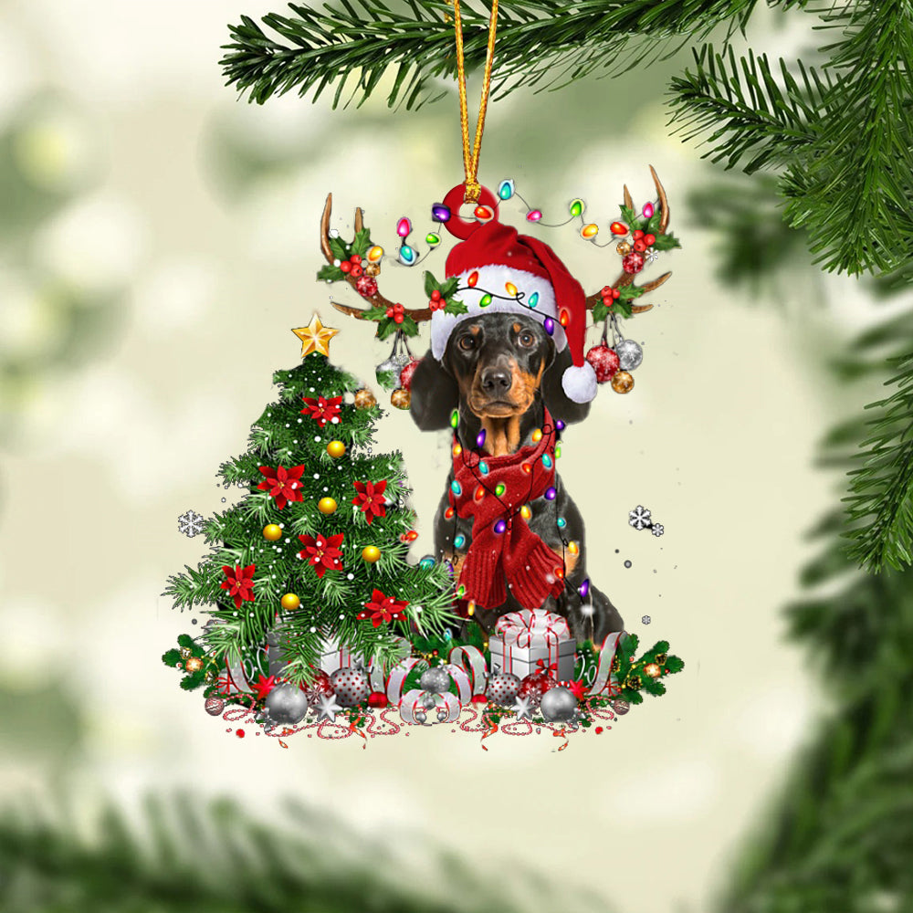 Dachshund-Reindeer Christmas-Two Sided Ornament