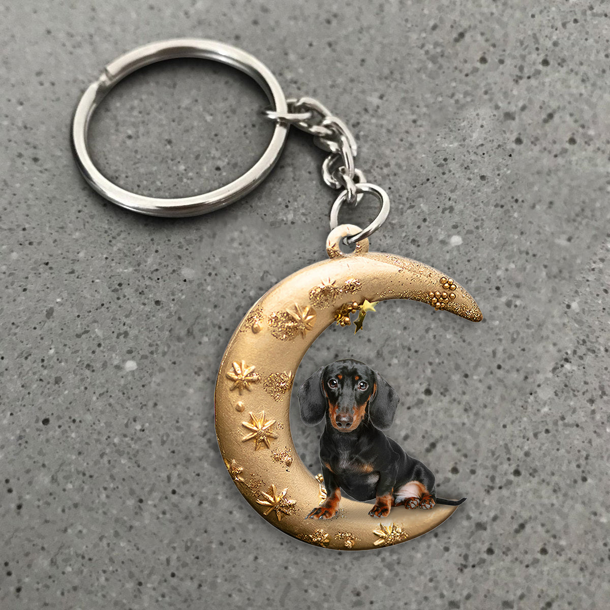 Dachshund (4)-Dog &amp; Moon Flat Acrylic Keychain