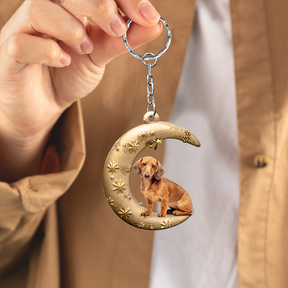 Dachshund (7)-Dog &amp; Moon Flat Acrylic Keychain