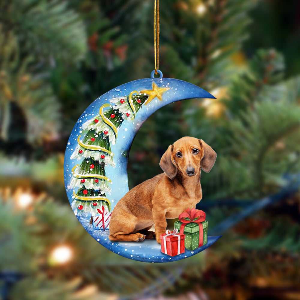 Dachshund (7) Sit On The Blue Moon-Two Sided Ornament