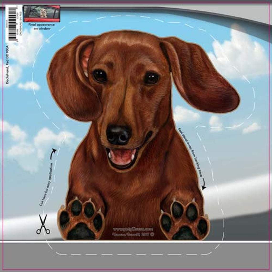 Dachshund (Red)-On The Move Window Car Sticker