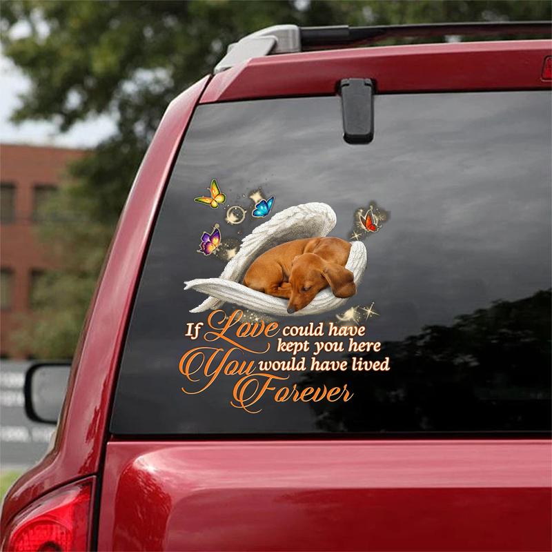 Dachshund Sleeping Angel Lived Forever Decal