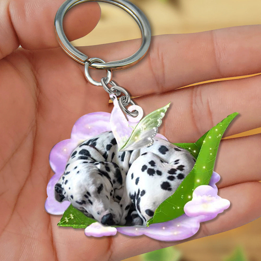 Dalmatian-Sleep On Fallen Leaves Flat Acrylic Keychain