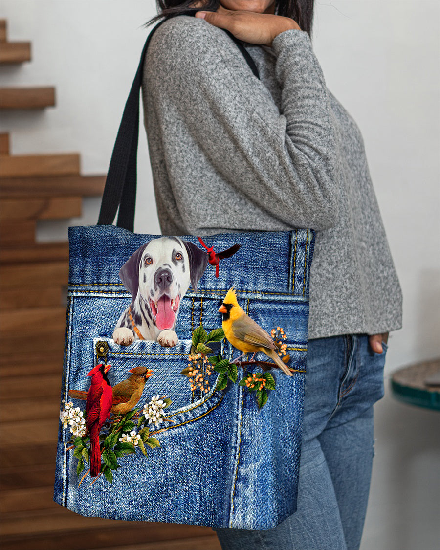 Dalmatian-Cardinal &amp; Dog Cloth Tote Bag