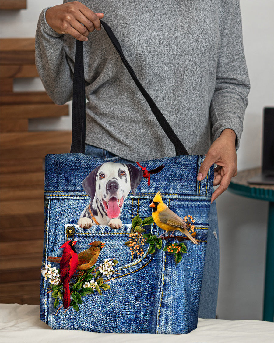 Dalmatian-Cardinal &amp; Dog Cloth Tote Bag