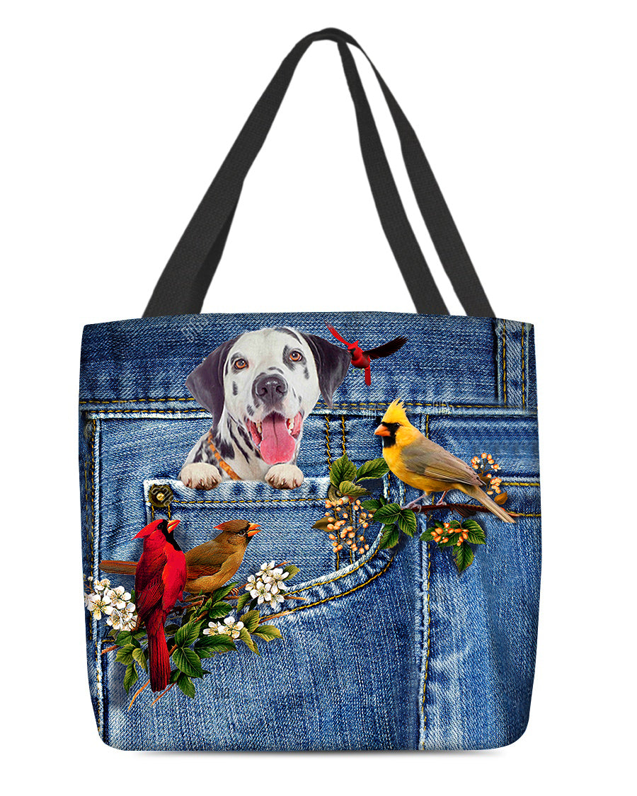Dalmatian-Cardinal &amp; Dog Cloth Tote Bag