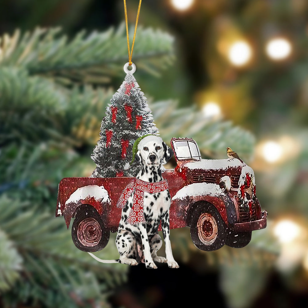 Dalmatian-Christmas Truck Two Sided Ornament