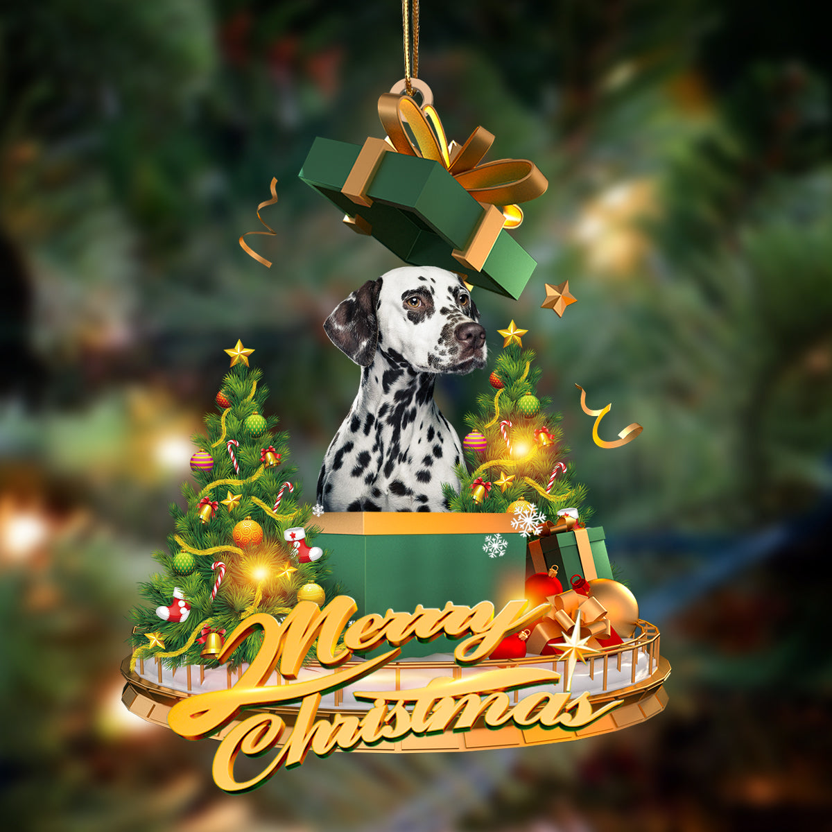 Dalmatian 2-Christmas Gifts&amp;dogs Hanging Ornament