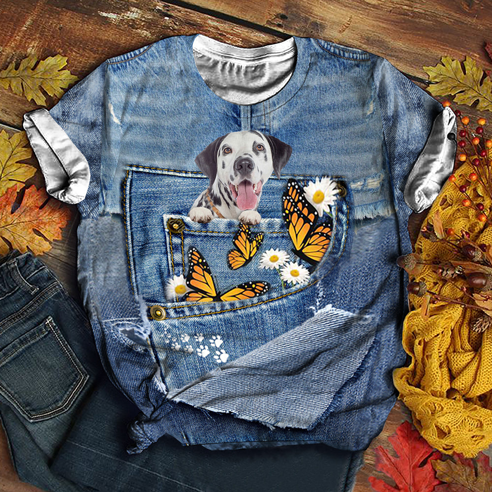 Dalmatian   Butterfly Daisies T-shirt