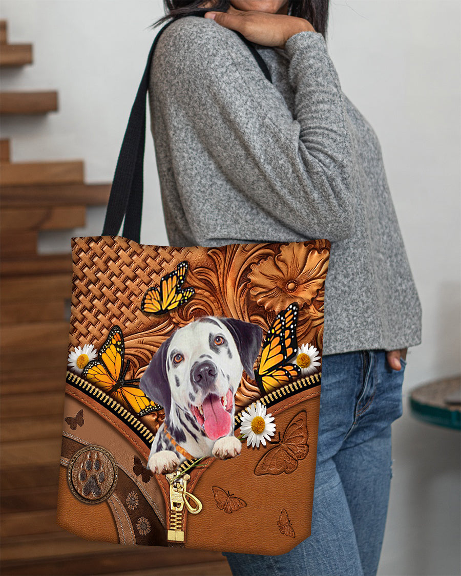 Dalmatian Butterfly Daisy Cloth Tote Bag