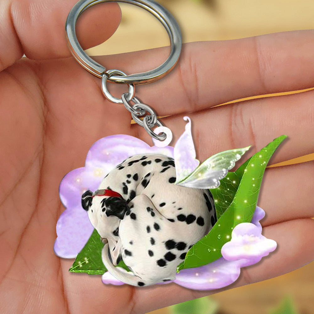 Dalmatian (2)-Sleep On Fallen Leaves Flat Acrylic Keychain