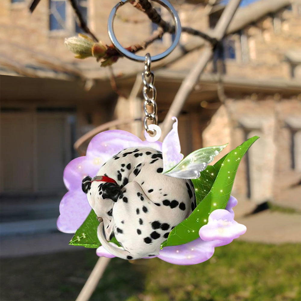 Dalmatian (2)-Sleep On Fallen Leaves Flat Acrylic Keychain