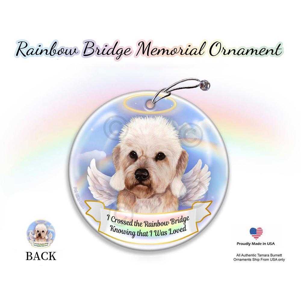 Rainbow Bridge Memorial-Dandie Dinmont Terrier Mustard Porcelain Hanging Ornament