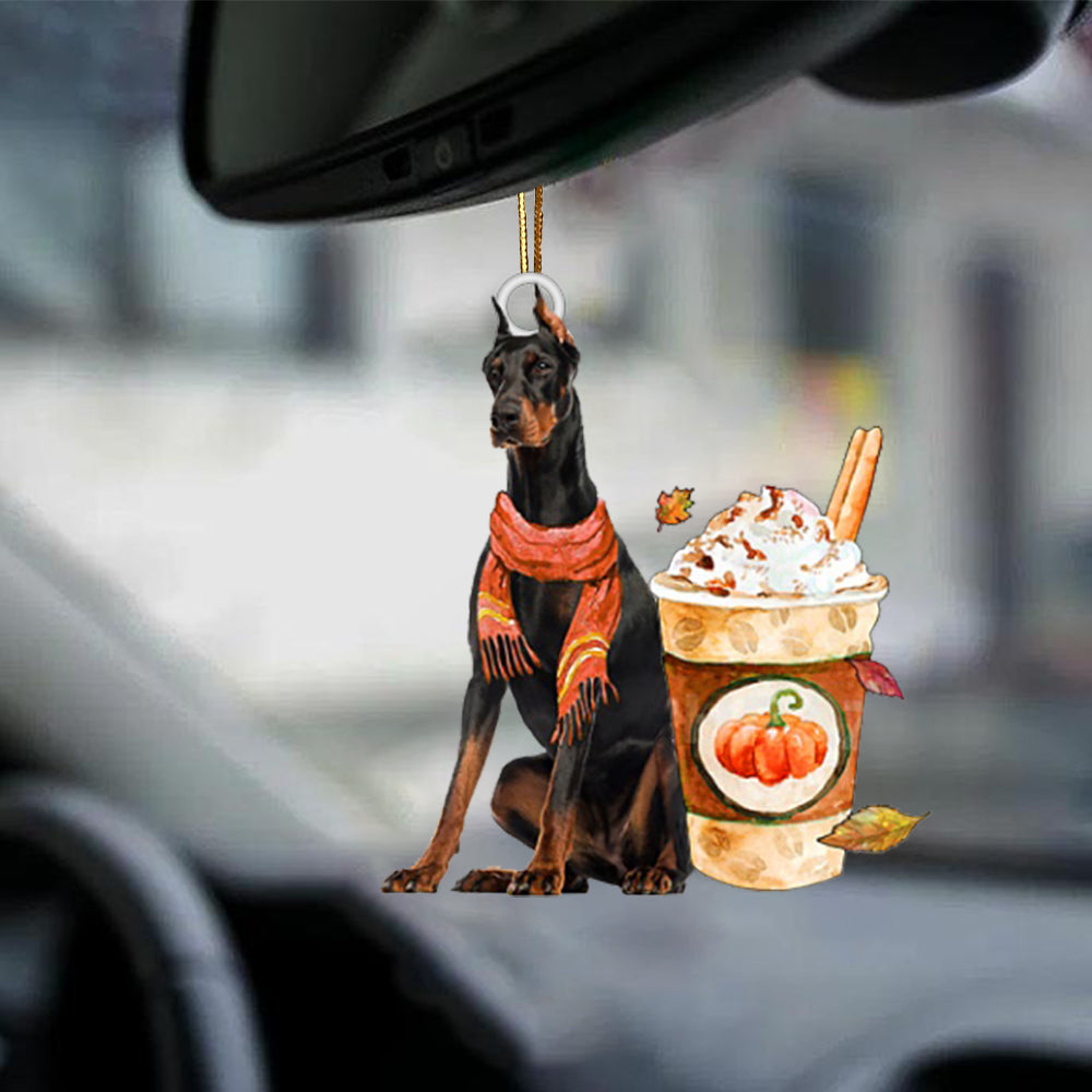 Doberman 1-Pumpkin Spice Kinda-Two Sided Ornament