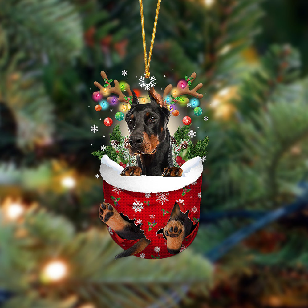 Doberman-In Christmas Pocket Two Sides Ornament