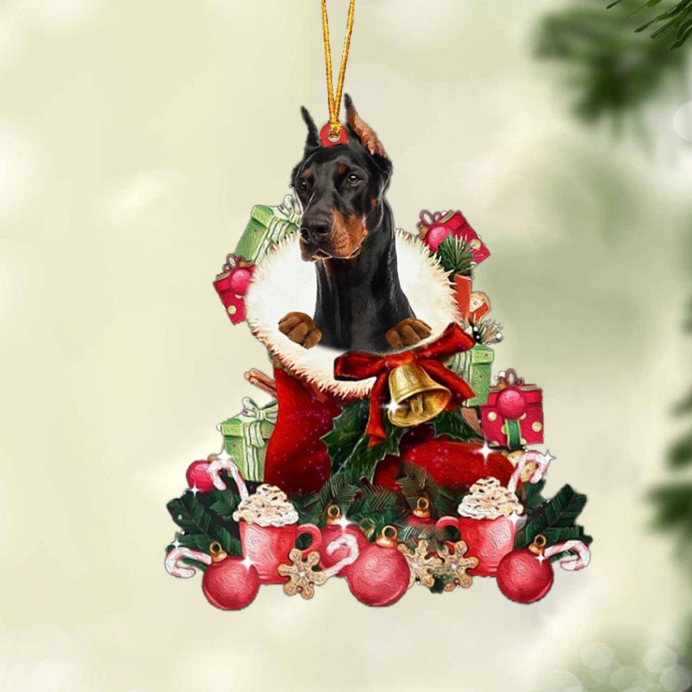 Doberman-Red Boot Hanging Ornament