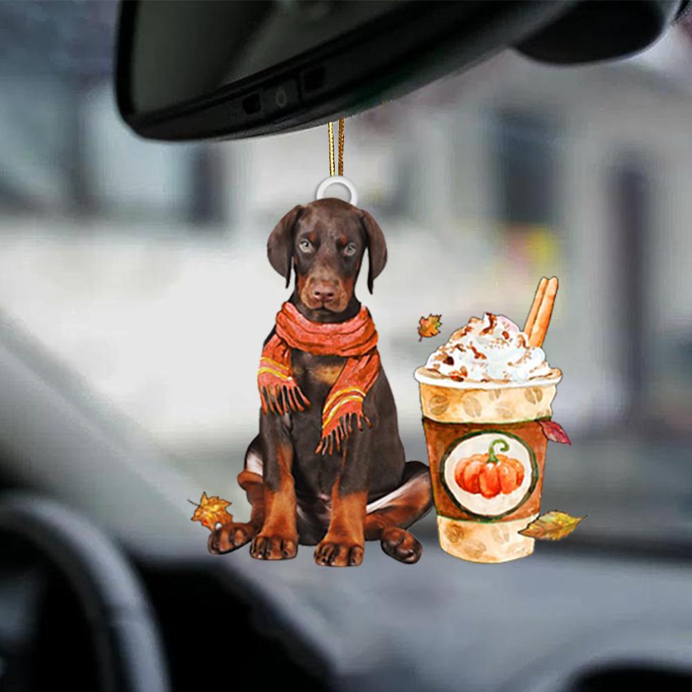 Doberman2-Pumpkin Spice Kinda-Two Sided Ornament