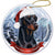 Doberman Black Uncropped Santa Hat Porcelain Christmas Ornament