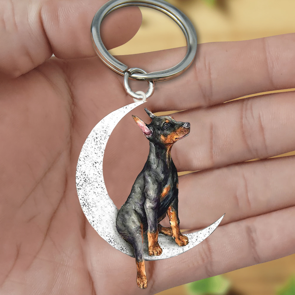 Doberman Pinscher-Sit On The Moon Keychain