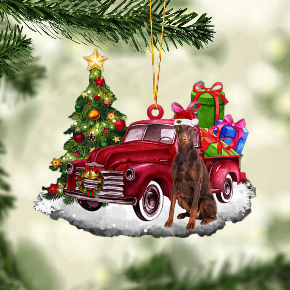 Doberman Tis The Season Two Sided Ornament