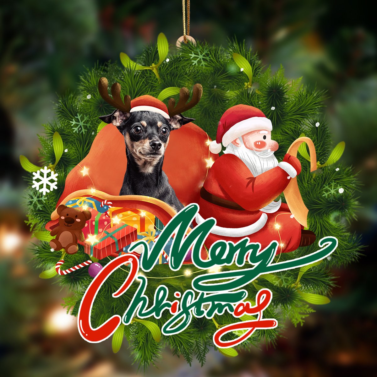 Dobermann-Santa & dog Hanging Ornament