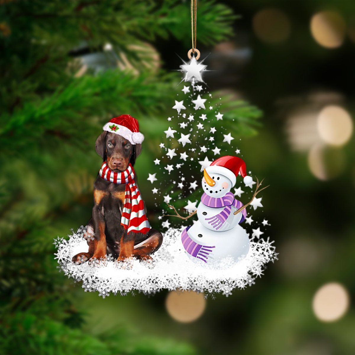 Dobermann-Star Tree Hanging Ornament