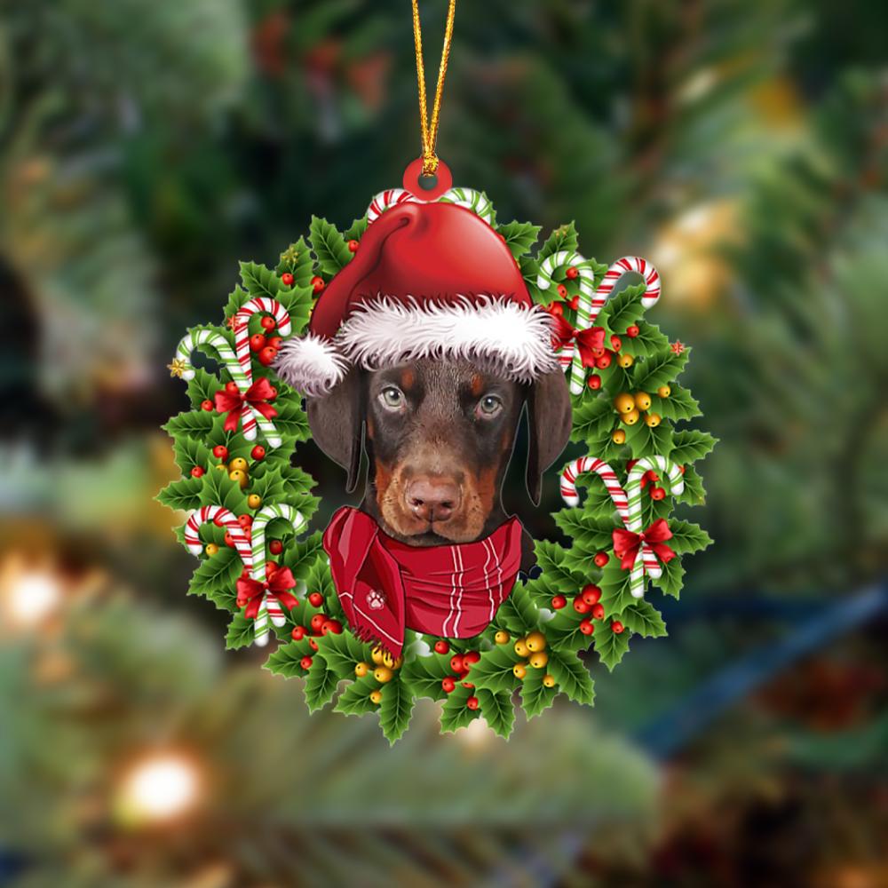 Dobermann-Xmas Bandana Hanging Ornament