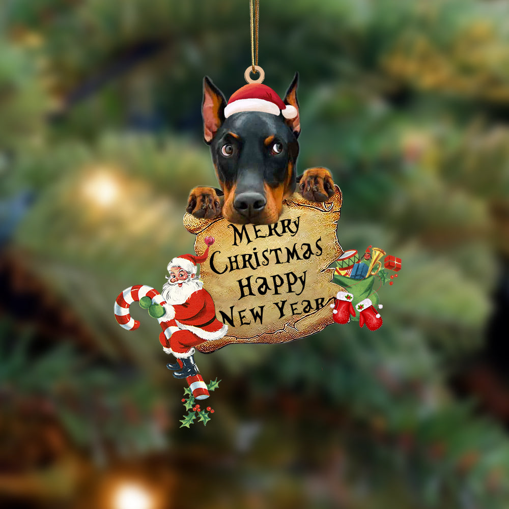 Dobermann Pinscher-Christams &amp; New Year Two Sided Ornament