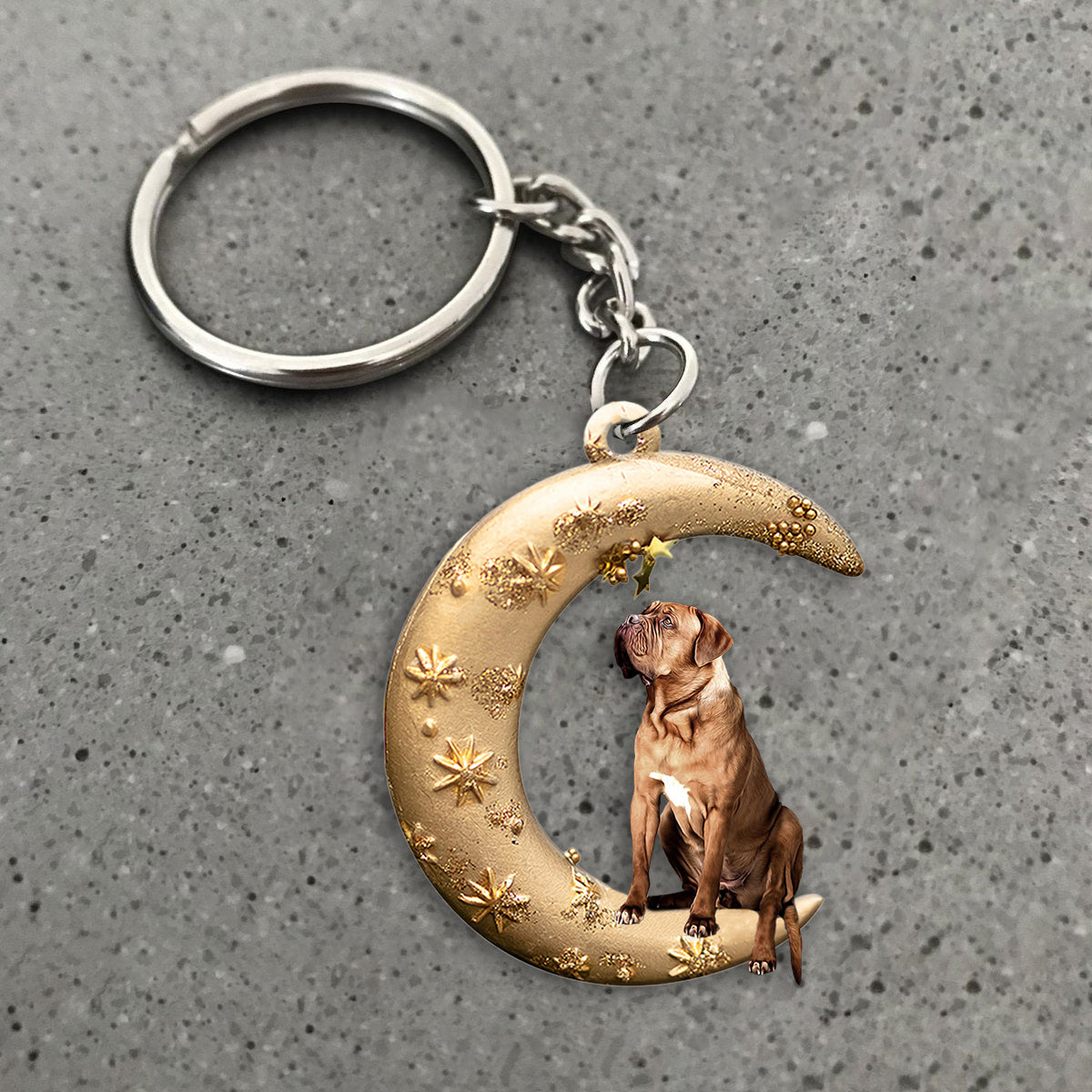 Dogue de Bordeaux-Dog &amp; Moon Flat Acrylic Keychain