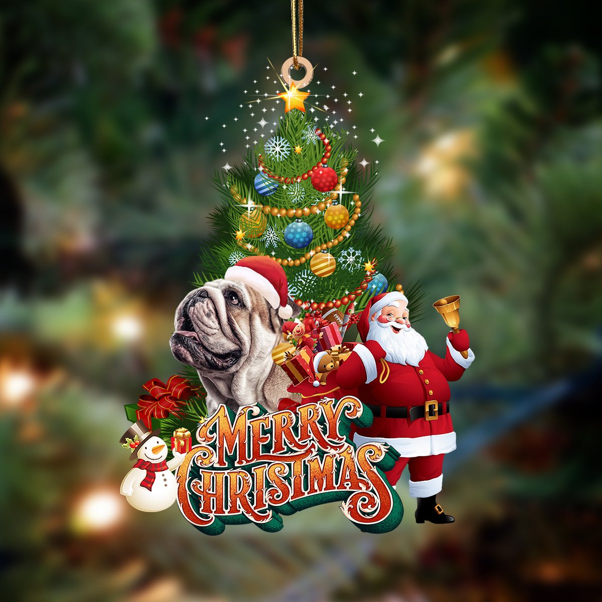 English Bulldog-Christmas Tree&amp;Dog Hanging Ornament