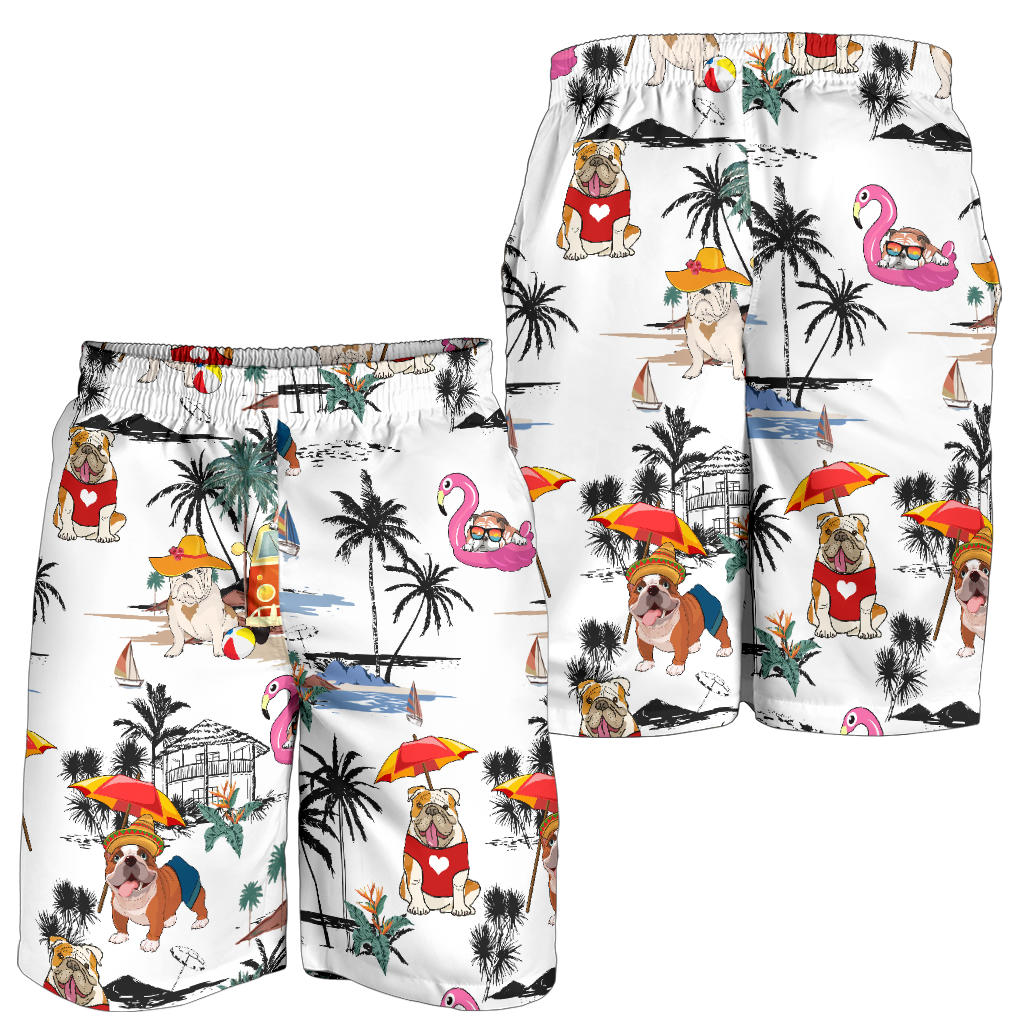 English Bulldog-Summer Beach Mens Shorts