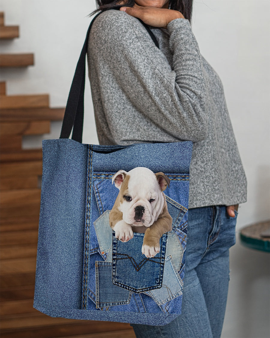 English Bulldog-in pocket2-Cloth Tote Bag